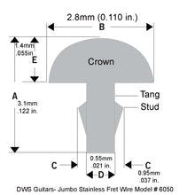 Load image into Gallery viewer, 6ft JUMBO STAINLESS STEEL Frets/Fret Wire
