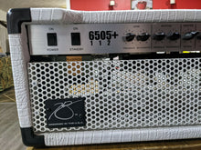 Load image into Gallery viewer, Peavey 6505+ 3-Channel Guitar Head White Alligator Tolex Genalex Gold Lion and Mesa Tubes CUSTOM
